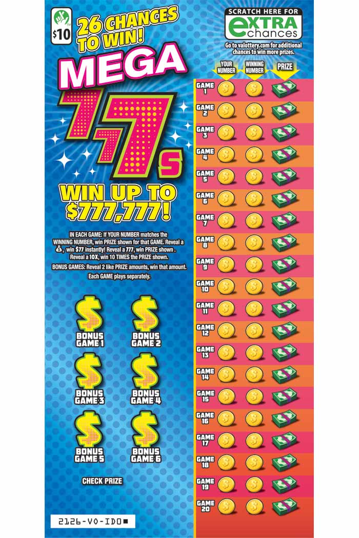 Mega 777s Scratcher 2126 Virginia Lottery