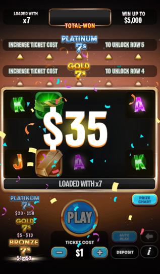 Metallic Fortune 7s Win screen