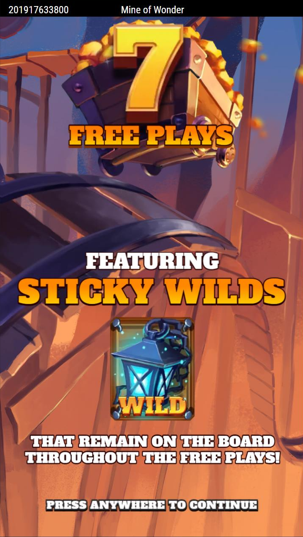 Mine of Wonder Bonus screen