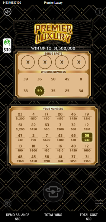 Premier Luxury Win screen