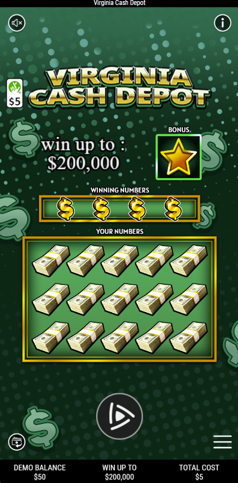 Virginia Cash Depot Preplay screen