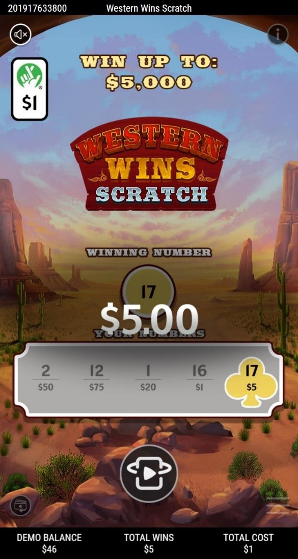 Western Wins Scratch win screen