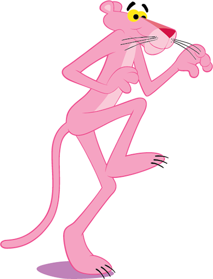 pink panther stepping slowly