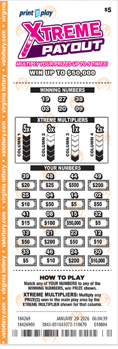 xtreme payout ticket example