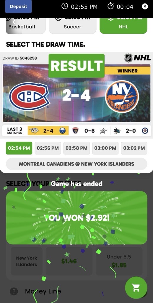 hockey win screen