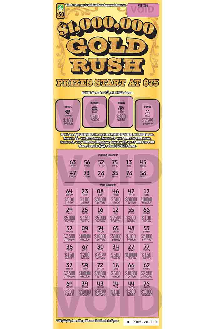 $1,000,000 Gold Rush Scratcher #2309 | Virginia Lottery