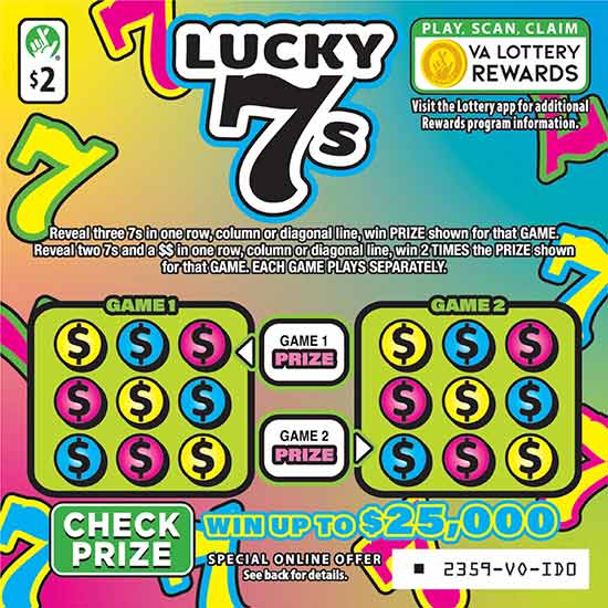 Lucky 7s #2359 scratch-off ticket from Virginia Lottery