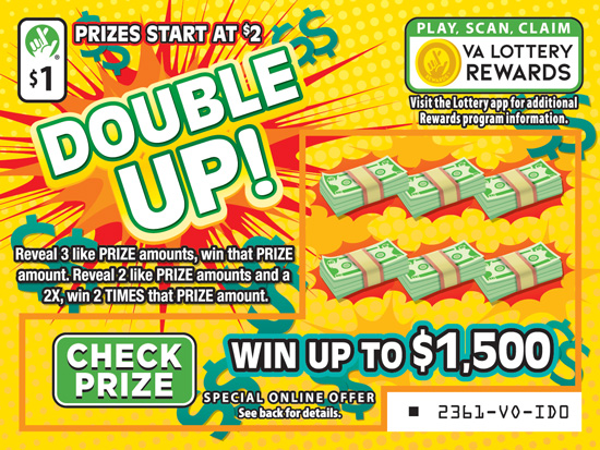 DOUBLE UP! Coming Soon! scratcher game from Virginia Lottery