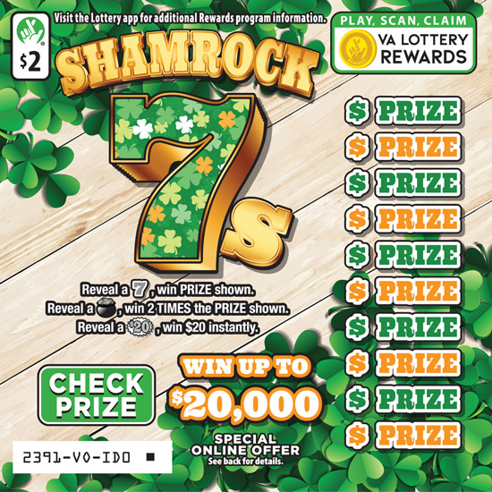 SHAMROCK 7S Coming Soon! scratcher game from Virginia Lottery